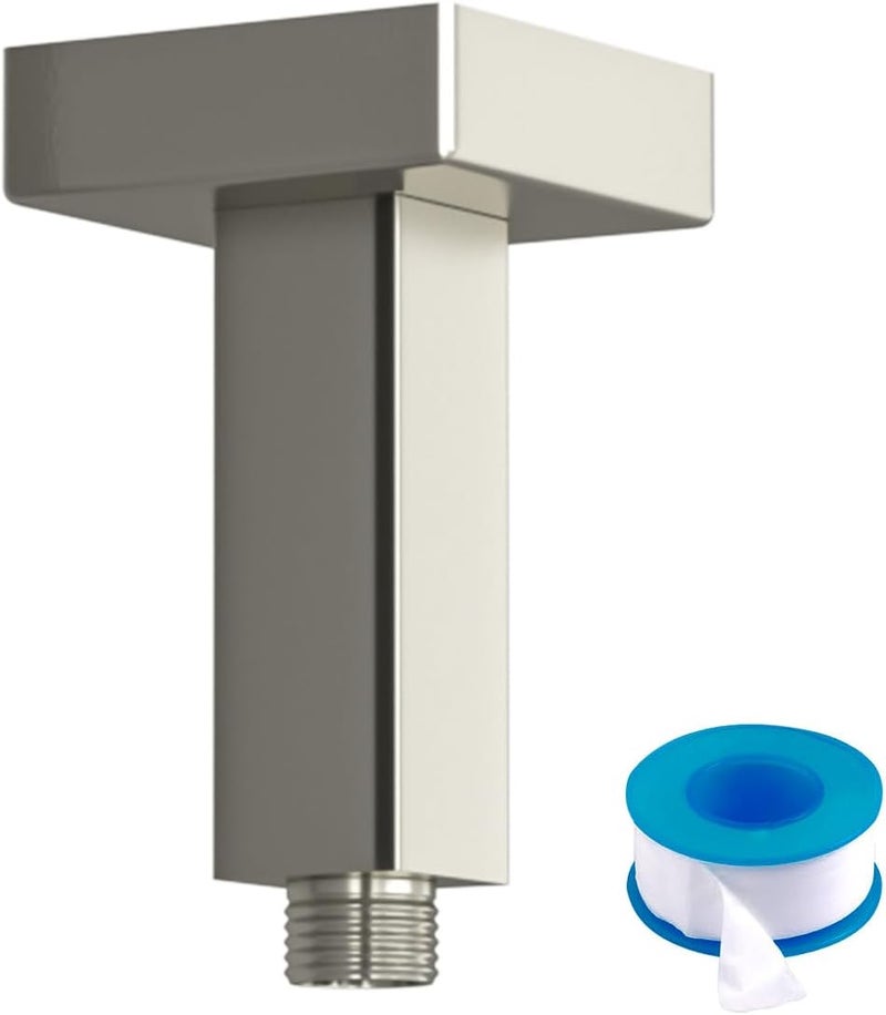 Lordear Shower Arm 3 Inch Brushed Nickel Ceiling Mount Shower Arm and Flange,3” Shower Head Extension Arm Design for Rainfall Showerhead,Square - Image 1